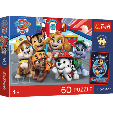 Puzzle 60 el. Paw Patrol, Psie popołudnie + unikalny plakat - opakowanie 