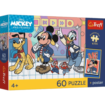 Puzzle 60 el. Myszka Mickey, Mysia ekipa + unikalny plakat - opakowanie 