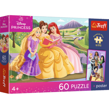 Puzzle Premium Plus Kids, Disney Princess 60 el. Siła w koronie + kolekcjonerski plakat - opakowanie 