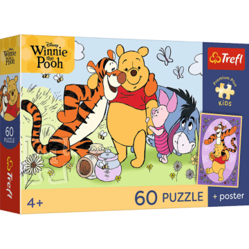 Puzzle Premium Plus Kids, Disney Kubuś Puchatek 60 el. Uśmiech i miód + kolekcjonerski plakat - opakowanie 