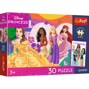 Puzzle 30 el. Księżniczki i przyjaźń + unikalny plakat - opakowanie