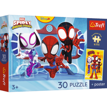 Puzzle Premium Plus Kids, Spidey 30 el. Spidey w akcji + kolekcjonerski plakat - opakowanie 