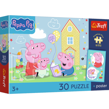 Puzzle 30 el. Peppa Pig, Peppa ma plan + unikalny plakat - opakowanie