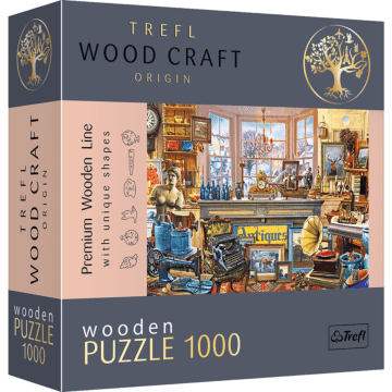 Opakowanie puzzli Trefl Wood Craft o nazwie sklep z antykami