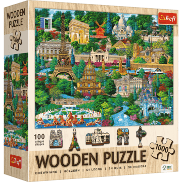 Puzzle drewniane 1000 el. Francja, znane miejsca