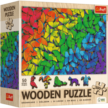 Puzzle drewniane 501 el. Tęczowe motyle