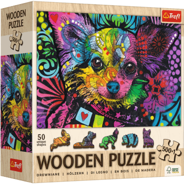 Puzzle drewniane 501 el. Kolorowy szczeniak