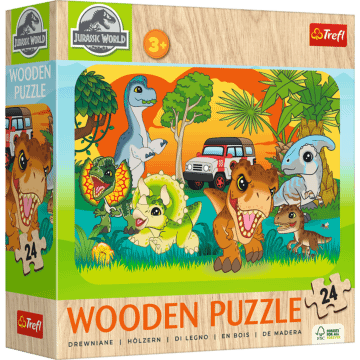 Puzzle drewniane Jurassic World 24 el. Poznaj dinozaury - opakowanie
