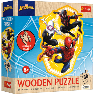 Puzzle drewniane Marvel 50 el. Spider-Man gotowy w akcji