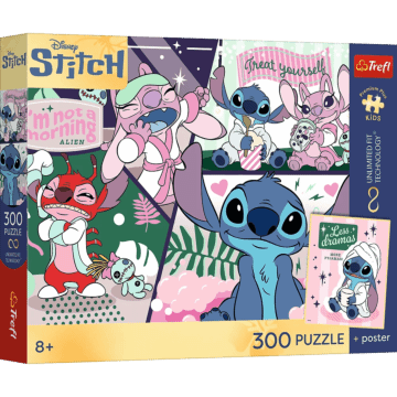 Puzzle Premium Plus Kids UFT, Lilo & Stitch 300 el. Kosmiczny duet + kolekcjonerski plakat - opakowanie 