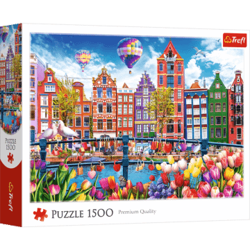 Puzzle 1500 el. Kolorowy Amsterdam - opakowanie 