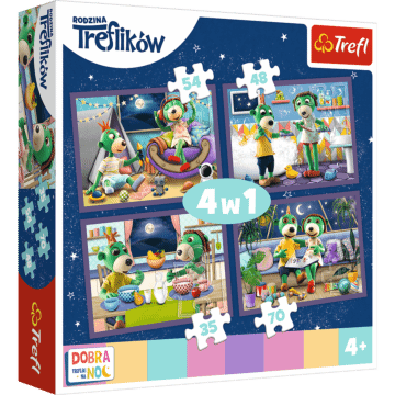 Puzzle 4w1, Wieczorne rytuały Treflików, Dobranoc Trefliki na noc - opakowanie