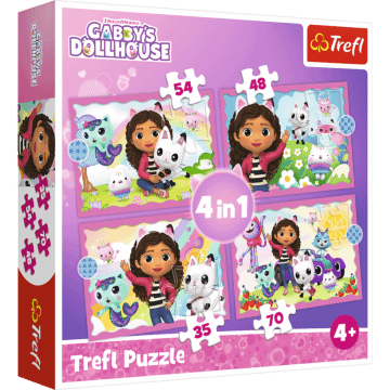 Puzzle dla dzieci 4w1 od Trefl o nazwie Przygody Gabi - Koci domek Gabi