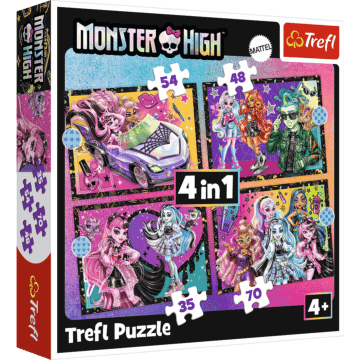 Puzzle 4w1 Monster High, Elektryzujący dzień Monster High - opakowanie