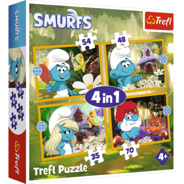 Puzzle 4w1 Smerfy, Życie w Wiosce Smerfów