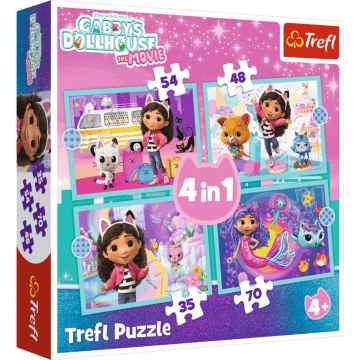 Puzzle 4w1 Gabby's Dollhouse, Wielka przygoda Gabby - opakowanie