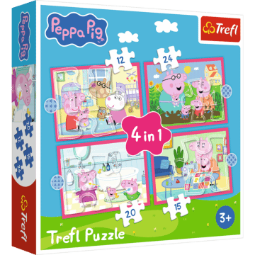 Puzzle 4w1 Świnka Peppa, Peppa uwielbia przygody - opakowanie