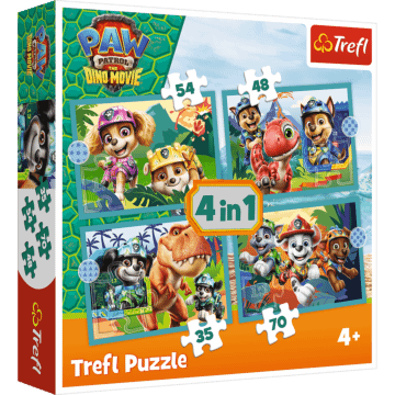 Puzzle 4w1 Psi Patrol, Historie z wyspy dinozaurów - opakowanie 