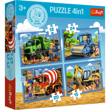 Puzzle 4w1 Rodzina Treflików, Pracowite popołudnie  - opakowanie 