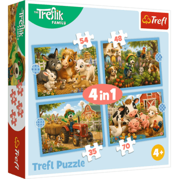 Puzzle 4w1 Rodzina Treflików, Rodzinny spacer - opakowanie 