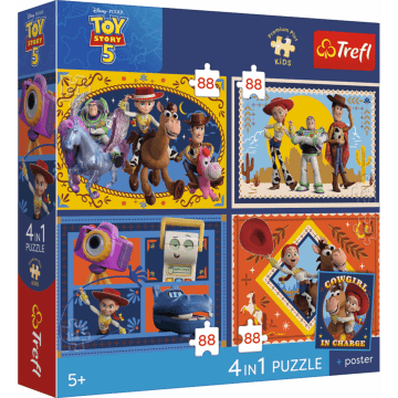 Puzzle Premium Plus Kids, Toy Story 4 x 88 el. Czas zabawek + kolekcjonerski plakat - opakowanie 