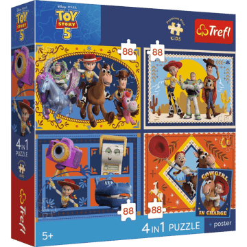 Puzzle Premium Plus Kids, Toy Story 4 x 88 el. Czas zabawek + kolekcjonerski plakat - opakowanie 