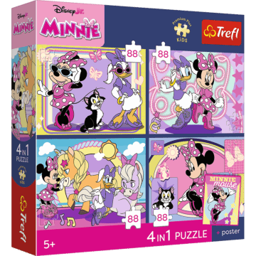 Puzzle Premium Plus Kids, Disney 4 x 88 el. Magiczne momenty + kolekcjonerski plakat - opakowanie 