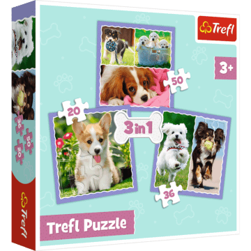 Puzzle 3w1 Pieski Trefl