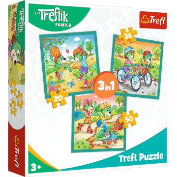 Puzzle 3w1 Rodzina Treflików, Poznaj Trefliki - opakowanie