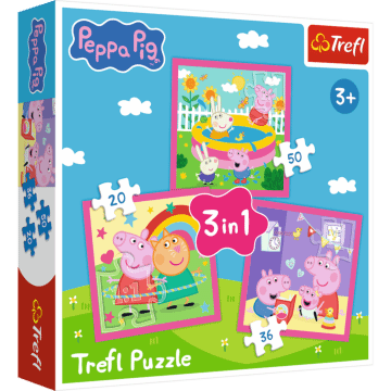 Puzzle 3w1 Świnka Peppa, Peppa i przyjaciele - opakowanie