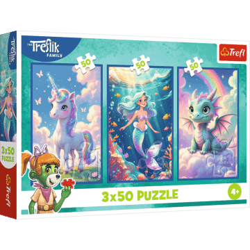 Puzzle 3x50 el. - Razem w kolorowym świecie, Rodzina Treflików