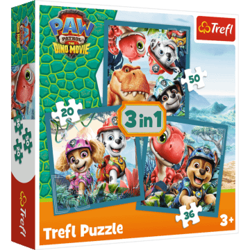 Puzzle 3w1 Psi Patrol, Paw Patrol i wyspa dinozaurów - opakowanie 