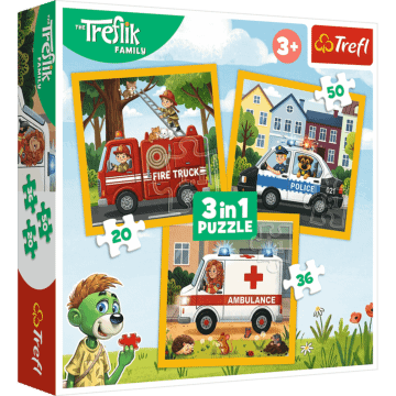 Puzzle 3w1 Rodzina Treflików Radosne uśmiechy - opakowanie 