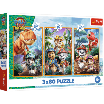 Puzzle 3x80 el. Psi Patrol, Bohaterowie dinozaurów - opakowanie 