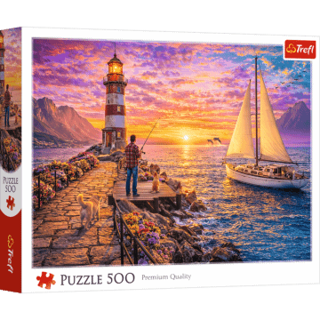 Puzzle 500 el. Latarnia o zachodzie słońca