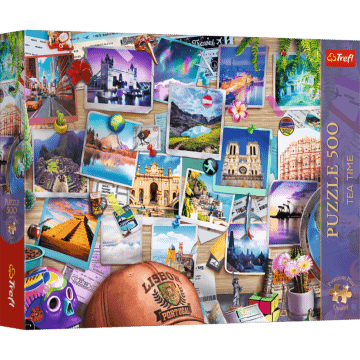 Puzzle 500 el. Premium Plus Quality, Tea Time: Wspomnienia z podróży -  opakowanie