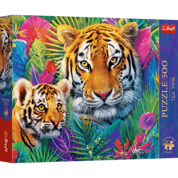 Puzzle Premium Plus Quality 500 el. Tea Time: Tygrysy w dżungli - opakowanie 
