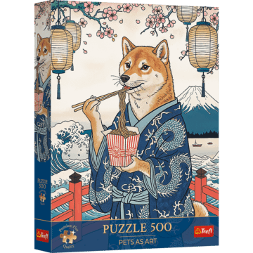 Puzzle Premium Plus Quality Pets as Art 500 el. Makaronowa medytacja Shiby - opakowanie 