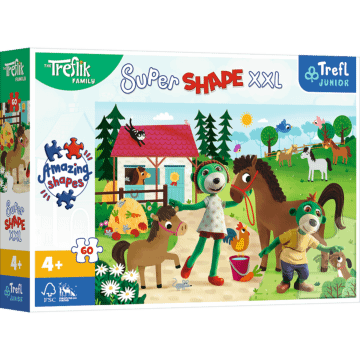 Puzzle Super Shape XXL Rodzina Treflików 60 el. Trefliki w stadninie koni - pudełko