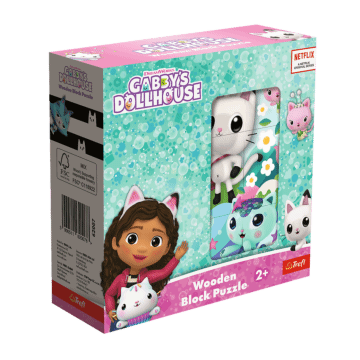 Drewniane klocki puzzle, Koci Domek Gabby