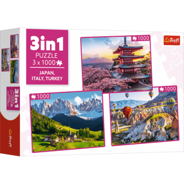 Puzzle 3x1000 el. Japonia, Włochy, Turcja