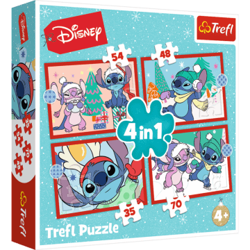 Puzzle 4w1 Lilo i Stitch, Świąteczny Lilo i Stitch