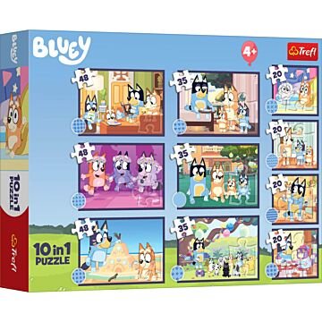 Puzzle Bluey 10w1 Historia Bluey - opakowanie 
