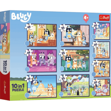 Puzzle Bluey 10w1 Historia Bluey - opakowanie 
