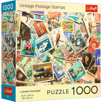 Puzzle 1000 el. USA Collection: Vintage Postage Stamps - opakowanie 
