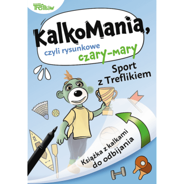 Książka dla dzieci Kalkomania Sport z Treflikiem - przód książki