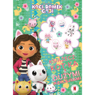 Książka aktywizująca Koci Domek Gabi. Książecz-kot-ka z dużymi naklejkami - przód opakowania