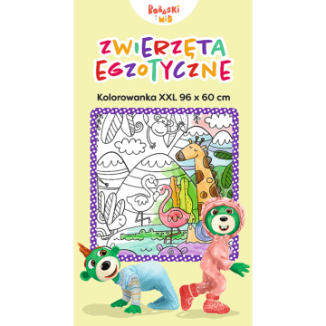 Zwierzęta egzotyczne. Kolorowanka XXL. Bobaski i Miś - przód kolorowanki