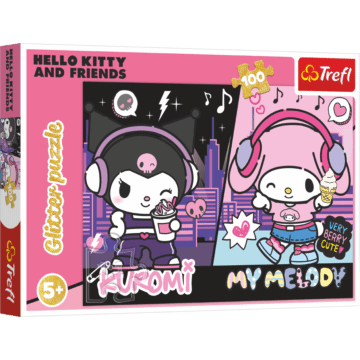 Puzzle Glitter 100 el. Hello Kitty, Kuromi - opakowanie