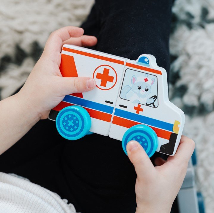 Wooden Toy Ambulance Tiny Tails Magnetic Vehicle
